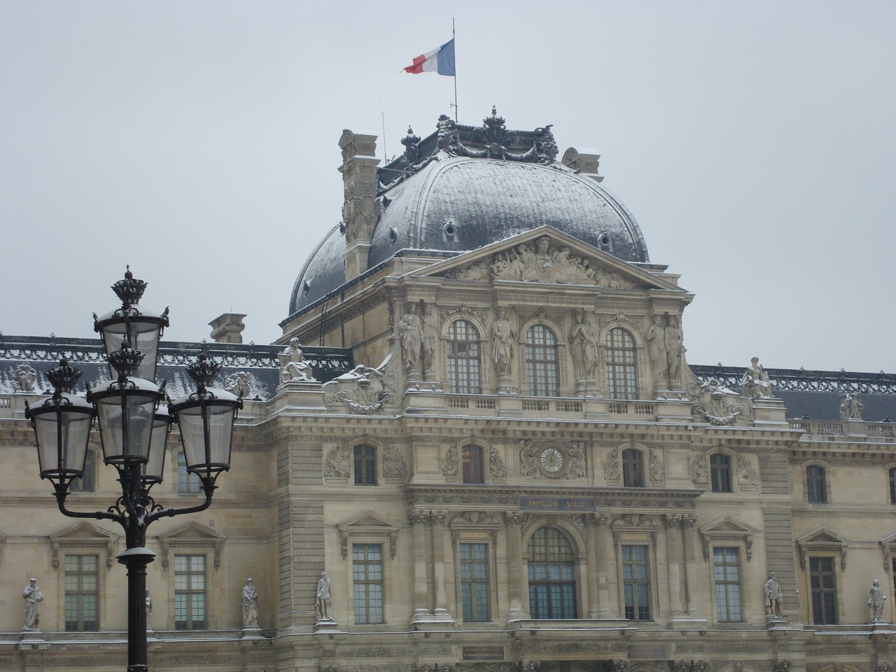 Paris Winter Snow Louvre