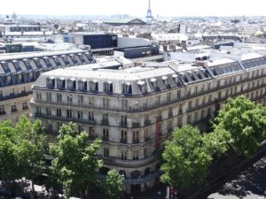 Galleries Lafayette rooftop view of Hausemann buildings Paris