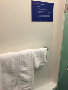 BA Shower at Heathrow towels