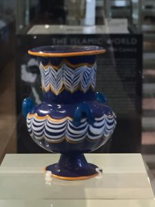 Blue ceramic water pitcher V&A Musuem