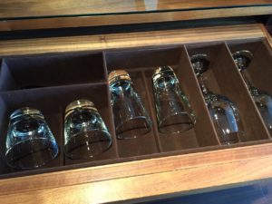 Mini bar glasses at the Sheraton Edinburgh Grand