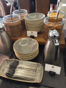 Fairmont D.C. Gold Level Lounge review breakfast cereals