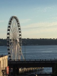 Seattle Giant Ferris Wheel on the Waterfront in front of the Four Seasons Seattle view