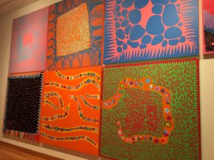 Paintings by Kusama Infinity Mirrrors exhibit