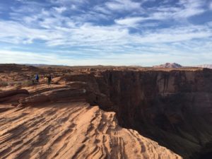 Horseshoe Bend edge blue skies clouds