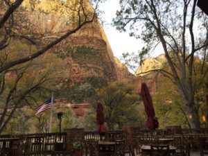 Zion Lodge outdoor patio dining