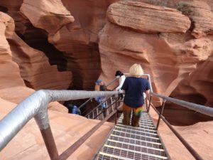 Lower Antelope Canyon Kens Tours climbing down the stairs