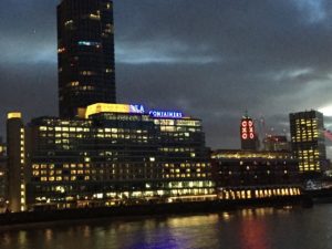 Night view Mondrian London Hotel, OXO Tower and the Thames