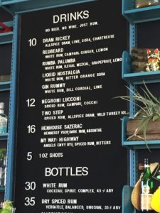 Cotton & Reed Bar Menu of Rum in DC