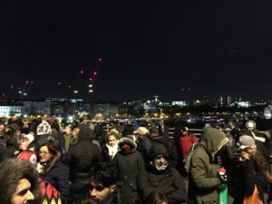Waterloo Bridge crowd NYE London Fireworks