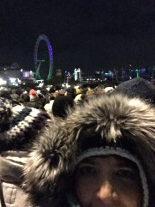 NYE London Fireworks selfie Waterloo bridge