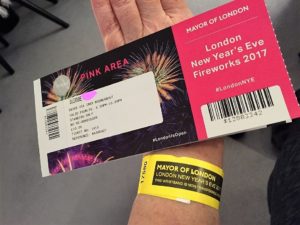 London Fireworks Ticket Pink Area Waterloo Bridge 