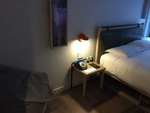 The Moxy NYC Room View Bean bag and wall art
