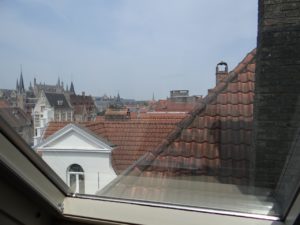 Bruges rooftop views from luxury hotel De Tuilerieen