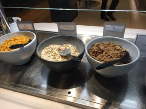 BA Gatwick lounge breakfast cereals