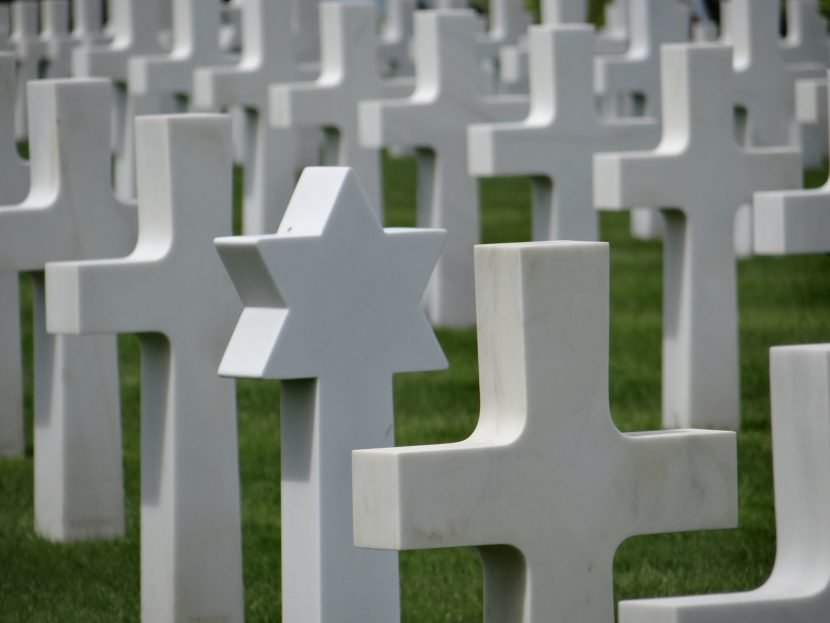 Grave Markers Christian and Jewish at the American Cemetery Normandy One Day