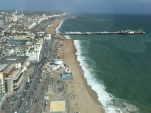 Brighton Beach seaside view from above on the BA i360