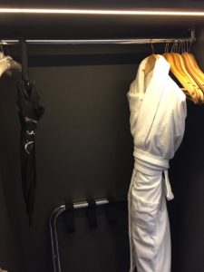 Hilton Bankside Robe Umbrella in room