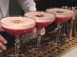 Trio of posh cocktails at the basement bar O ver Italian Restaurant in London