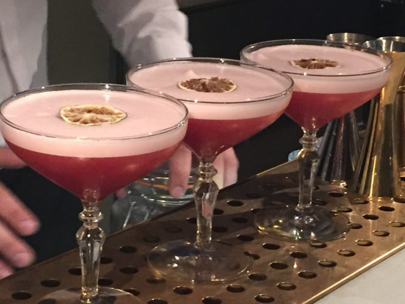 Trio of posh cocktails at the basement bar O ver Italian Restaurant in London