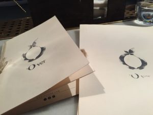 Italian food and wine menus at O ver London Italian restaurant