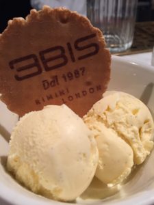 Vanilla Gelato with Cookie at O ver Italian restaurant in London