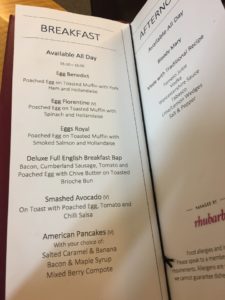 AA LHR First Class Lounge All Day Breakfast Menu