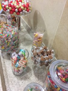 Candy bar treats AA First Class Lounge Heathrow