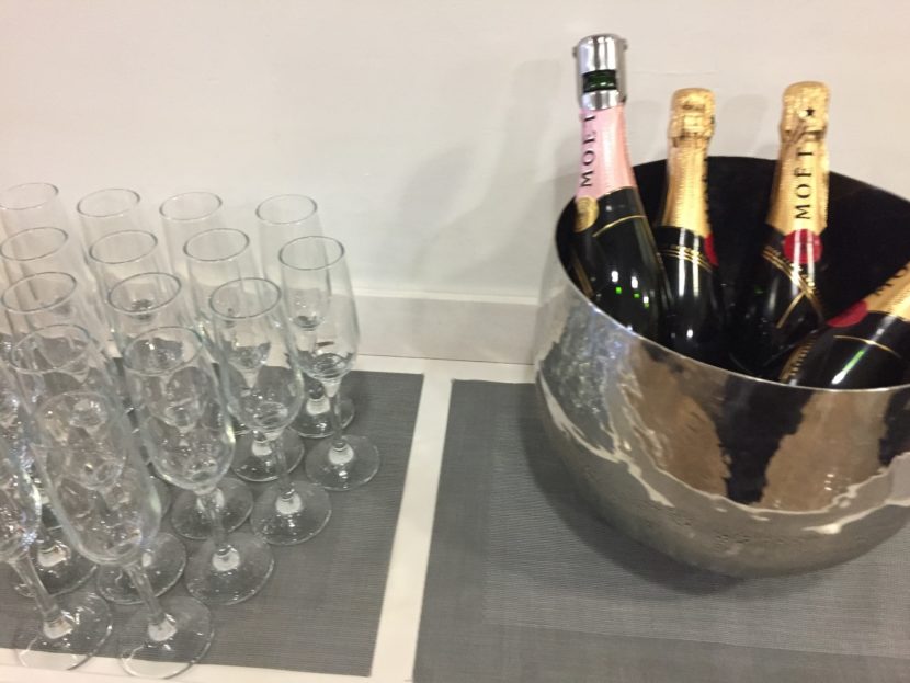 Champagne selection American Airlines First Class Lounge Heathrow
