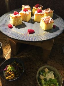Cubes of Cake in AA First Class Lounge Heathrow 