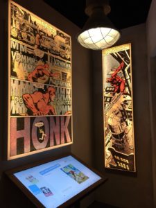 Comic book art display at Marvel Universe of Super Heroes