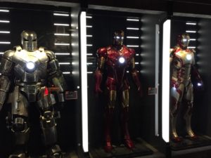 Iron Man movie costumes on display