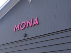 MONA Tasmania Logo at the Ferry Terminal