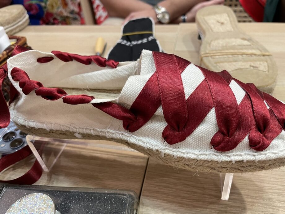 Red ribbon espadrilles hand made barcelona