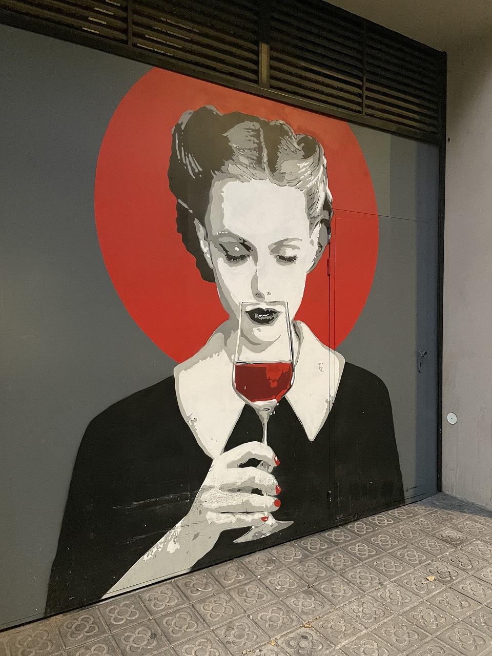 Wine Mural outside Barcelona boutique hotel Praktik Vinoteca