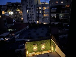 Night view from Praktik Vinoteca