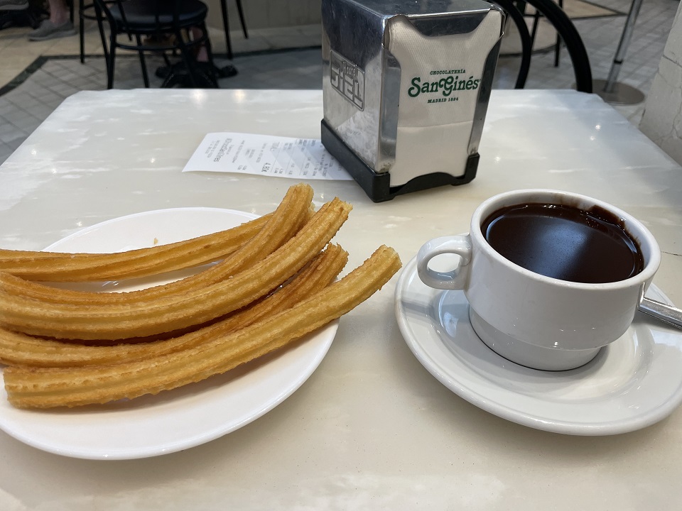 Drinking chocolate and churros in Madrid San Gines