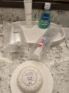 In room toiletries at Bellagio