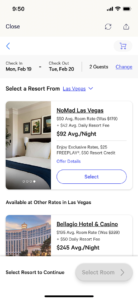 Las Vegas Day Room Pricing at Nomad and Bellagio