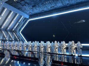Star Wars Stormtroopers inside galaxy ship Star Wars ride at Disney Hollywood Studios