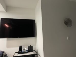 Chelsea Aloft Hotel in NYC Tv and Coffee In room