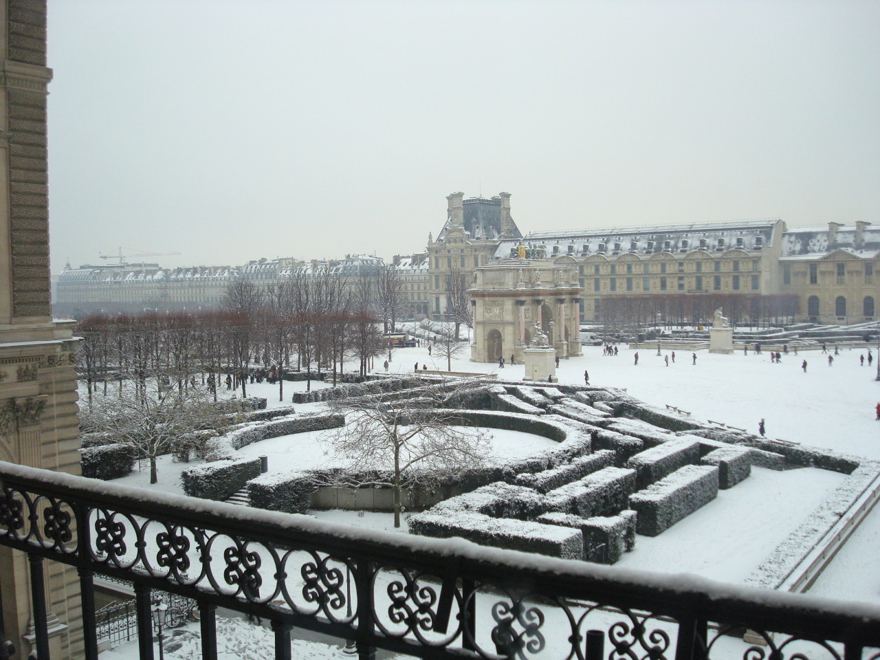 Snow in Paris from the Louvre