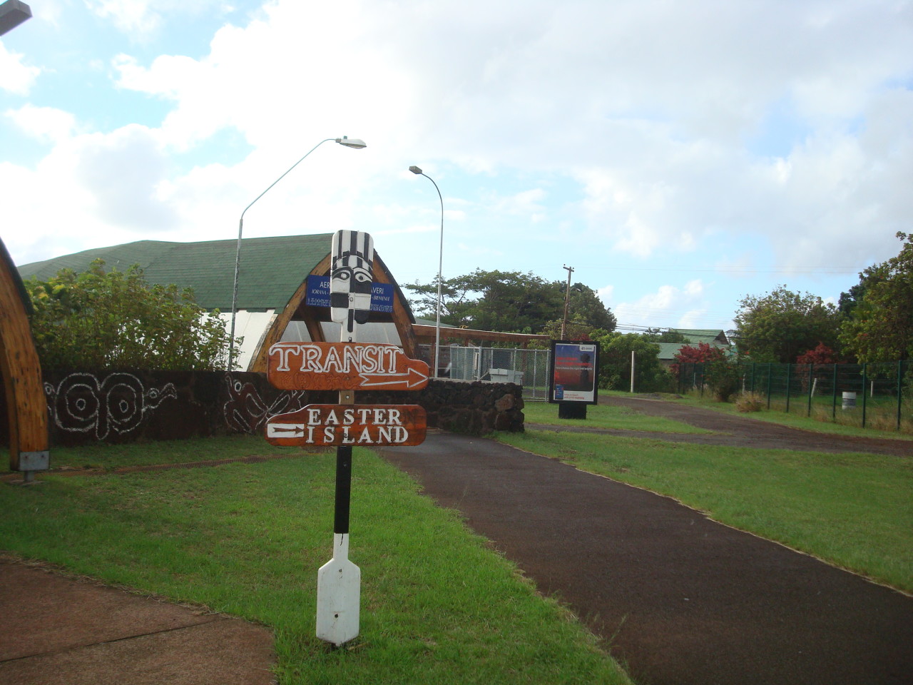 Easter Island sign at airport