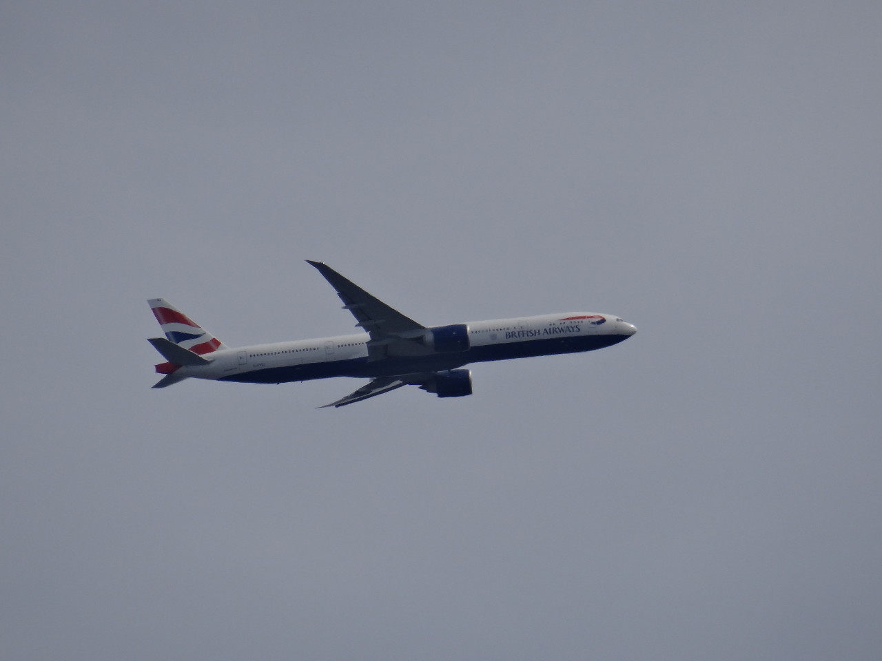 British Airways plane flying over London